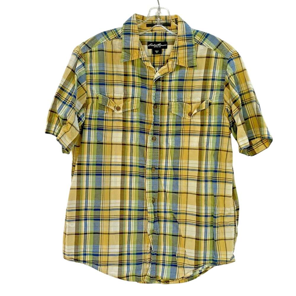 Eddie Bauer Casual Shirt Size M Blue & Yellow